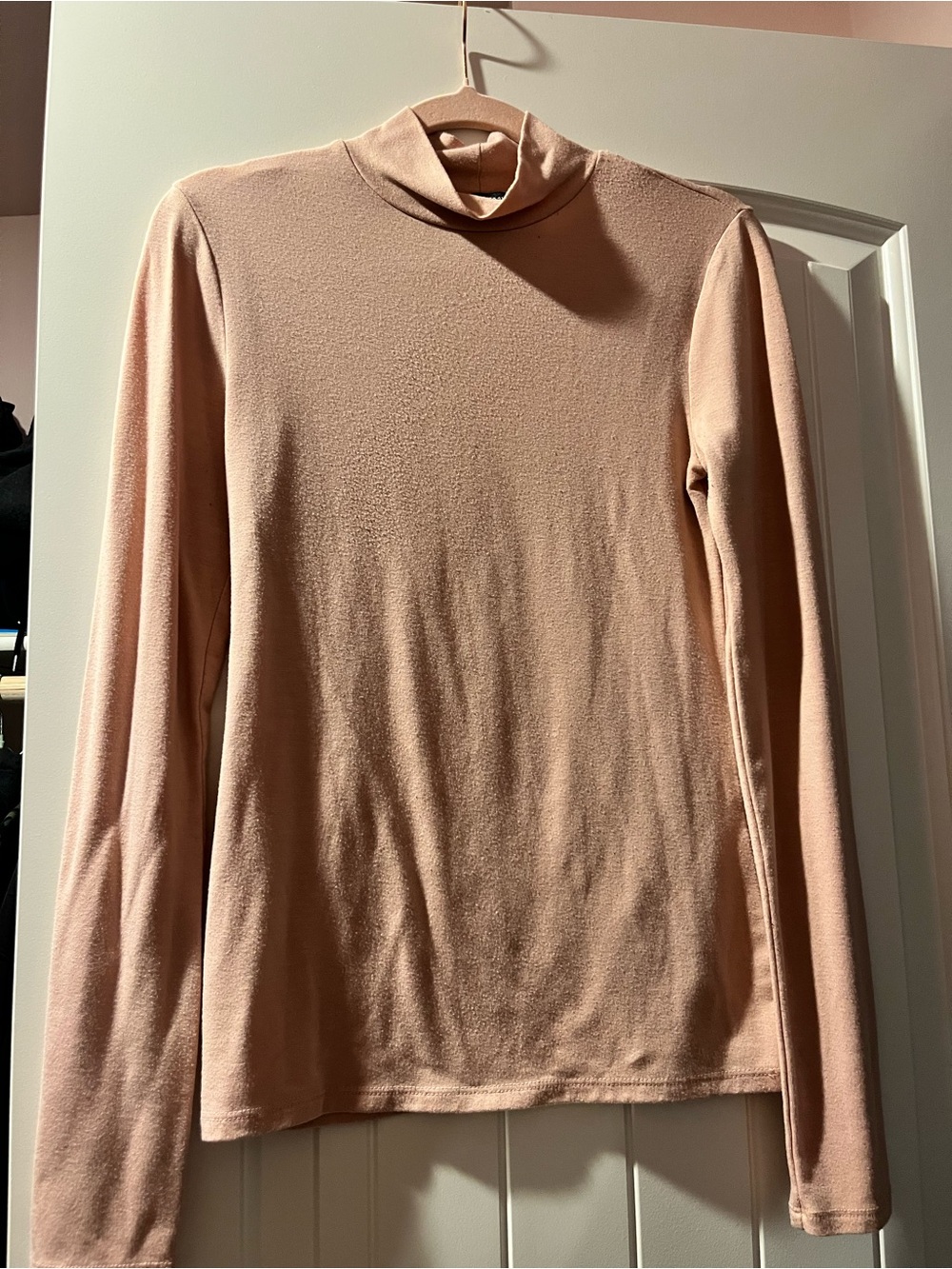 Forever 21 Long Sleeve Mock Neck Top in Dusty Rose